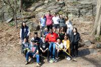 Students from Columbia University College of Dental Medicine volunteer at Morningside Park in Manhattan for the university's 22nd annual day of service.